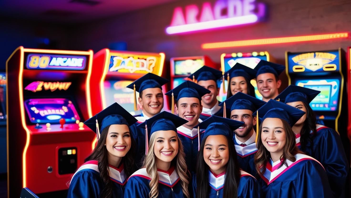 80s arcade-themed graduation party